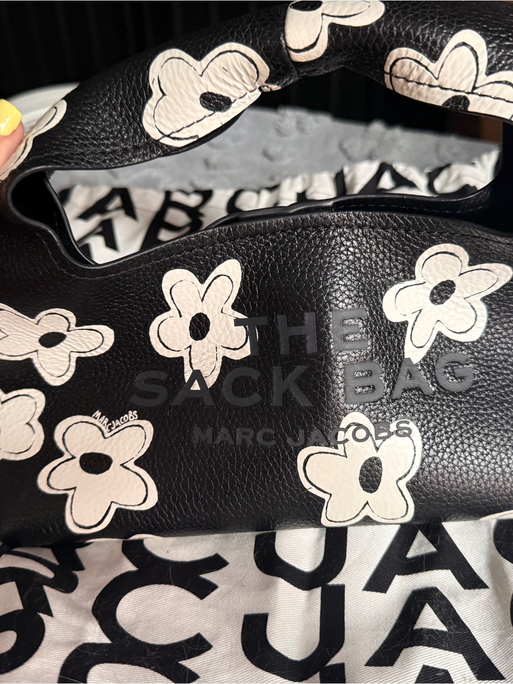 Marc Jacobs Black Floral Mini The Sack Bag